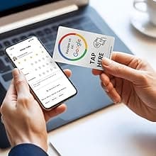 Google review card v3 from eylet | No Subscription, faster NFC Taps and QR code for instant sharing of the Google review link for your business, works with iPhone and Android.