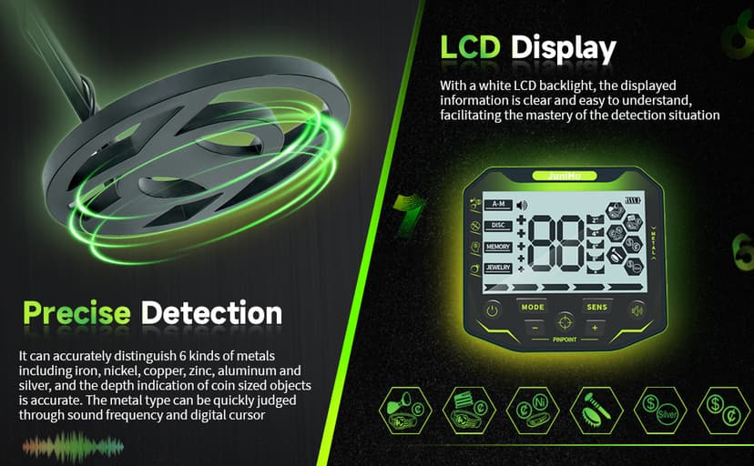 Professional Metal Detector for Adults - 5 Modes, Waterproof, Lightweight for Beach, Forest & Archaeology Exploration