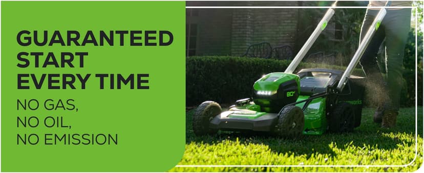 Greenworks 80V 21" Brushless Cordless (Self-Propelled) Lawn Mower (LED Headlight + Aluminum Handles), 4.0Ah Battery and Rapid Charger Included (75+ Compatible Tools)