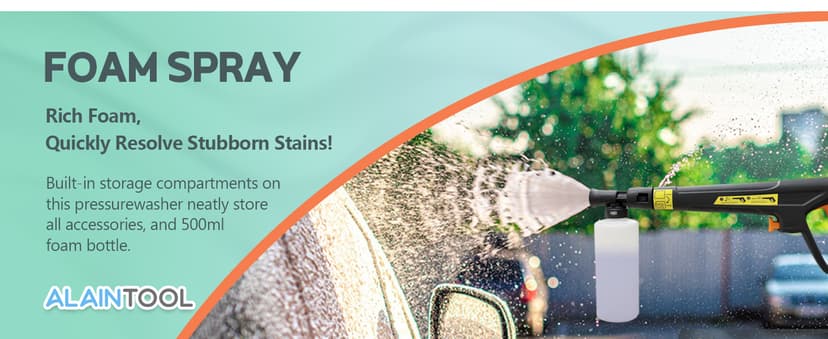 Electric Pressure Washer 4800PSI-Max 2.9GPM Pressure Washer with 25 FT Hose, 4 Quick Connect Nozzle,16.9 Oz Soap Tank Orange Cleaning for Pool, Patio, Car