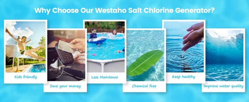 Saltwater Pool System, Westaho Salt Chlorine Generator with USA Titanium Cell for Above Ground Pools Up to 15,000 Gallons, Compatible with Intex Pool, IP 66 Waterproof