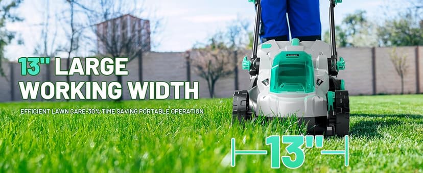 Litheli Cordless Lawn Mower 13 Inch, 5 Heights, 20V Electric Lawn Mowers for Garden, Yard and Farm, with Brushless Motor, 4.0Ah Battery & Charger Included