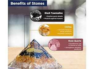 Orgonite Crystal Triple Money Pyramid Energy Generator Promotes Wealth and Prosperity with Green Aventurine, Red Garnet and Citrine – Attract Money and Success with Lucky Orgone Crystals