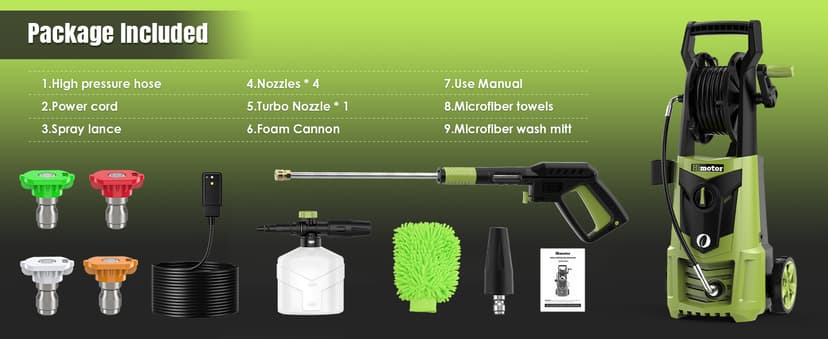 Pressure Washer, 4000PSI 2.8 GPM Power Washer with 35FT Power Cord and 26FT Hose, Electric Pressure Washer with 5 Nozzles & 500ml Foam Cannon, Cleaning for Cars, Home, Driveways, Yards, Pools