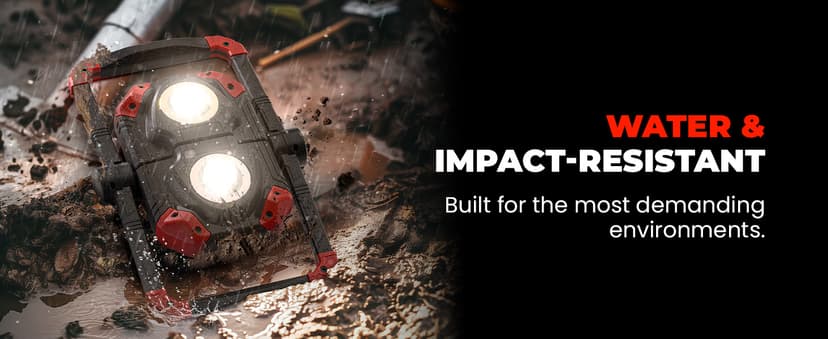 Yzoni 2 Pack LED Work Light Rechargeable, 2 COB 2500LM Folding Portable Flood Light with Magnetic Base and 360° Rotation Stand, Spotlights for Camping Car Repairing Emergency Job Site Lighting