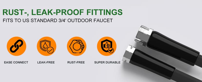 Garden Hose, Lightweight, Ultra Flexible, Durable, Kink-Free Garden Hose, RV, Marine and Camper Hose (50 FT)