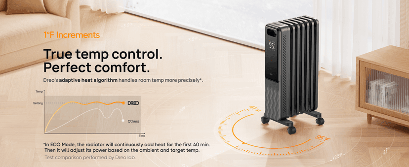 Dreo Oil Filled Radiator, Electric Radiant Heaters for indoor use Large Room with Remote Control, Child Lock, 4 Modes, Overheat & Tip-Over Protection, 24h Timer, Digital Thermostat, Quiet, 1500W