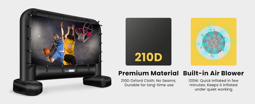 VIVOHOME 14 FT Inflatable Projector Screen for Outside, Blow Up Movie Screen Outdoor Use, Mega Large TV Screen with Carry Bag for Backyard, Tube Leg Support