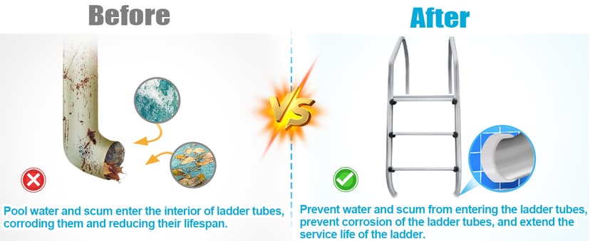 Pool Ladder Bumpers for Inground Pool - 4Packs Inside Plug Caps fit 1.9" Standard Steps Tubing, Rubber Foot Cover Protect Swimming Pool Liner