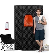 Real Relax Far Infrared Sauna, Home Indoor Sauna Room Canadian Hemlock Wooden Dry Saunas 950W 120V with Control Panel and 6 Low EMF Heaters Panels for Personal Spa