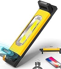Yzoni Magnetic Light, Portable LED Work Light with 5 Light Modes, Magnetic Base Rechargeable Battery Operated COB Flashlight, Hold to Dim Flood Light for Car Repairing, Camping
