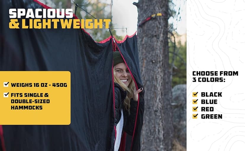 Wise Owl Outfitters Hammock Bug Net - The SnugNet Mosquito Net for Hammocks - Premium Quality, Waterproof, Mesh Hammock Netting w/Double-Sided Zipper - Essential Camping Gear