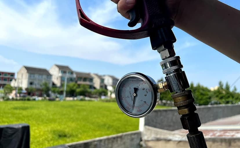 RIDGE WASHER Pressure Washer Gauge with 3/8 Inch Quick Connect Socket and Plug, 6000 PSI