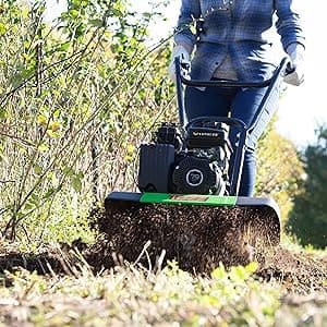 Tazz 35310 2-in-1 Front Tine Tiller/Cultivator, 79cc 4-Cycle Viper Engine, Gear Drive Transmission, Forged Steel Tines, Multiple Tilling Widths of 11”, 16” & 21”, Toolless Removable Side Shields,Green