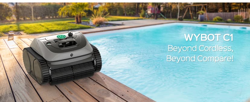 (2024 Upgrade) WYBOT C1 Robotic Pool Cleaner for In Ground Pools up to 65 FT in Length, 150mins Runtime, Cordless Pool Vaccum with Wall Climbing Function, Larger Top-Loading Filters Green