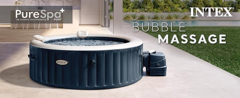 INTEX 28431EP PureSpa Plus Bubble Massage Spa Set: Includes Energy Efficient Spa Cover – 2 Contoured Headrest – LED Light – 6 Person Capacity – 85" x 28"