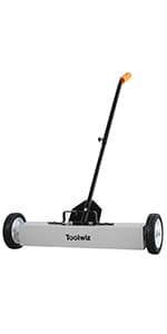 Toolwiz Magnetic Pick Up Sweeper 17-inch Heavy Duty Magnet Pickup Lawn Sweeper Roofing Tools, 8.8 Lbs Yard Tools with Telescoping Holder and Wheels to Clean Nails Adjustable Handle for Construction