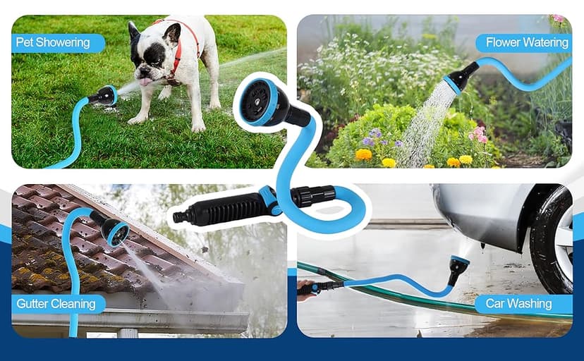 Tesony Watering Wand, 29" Bendable Garden Hose Wand with 10 Adjustable Spray Patterns, Water Sprayer Wand with Thumb Control Shut Off Valve, Quick Connector, Great for Hanging Baskets, Watering Plants