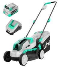 Litheli Cordless Lawn Mower 13 Inch, 5 Heights, 20V Electric Lawn Mowers for Garden, Yard and Farm, with Brushless Motor, 4.0Ah Battery & Charger Included