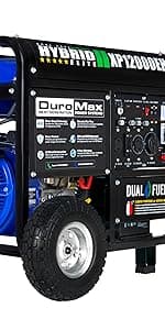 DuroMax XP12000EH 12,000-Watt Dual Fuel Portable Generator – Gas & Propane, Electric Start, Whole Home Backup Power, Transfer Switch Ready, RV & Emergency Ready