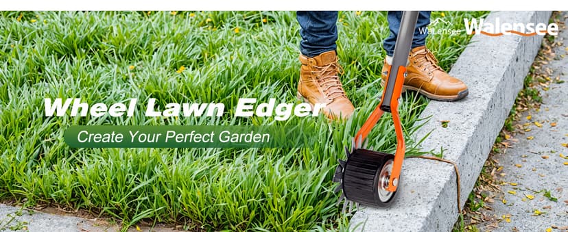 Walensee Wheel Rotary Edger, 69.7 Inch Hand Manual Edger Lawn Tool with Adjustable Stainless Steel Handle, Trimming Grass Weed Edger with Cushion Grip for Garden Sidewalks Driveways and Landscaping
