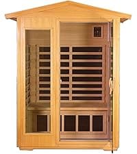LTCCDSS Garner Outdoor Sauna 4 Person, Far Infrared Sauna, Low EMF Sauna Room for Home, Low EMF Heaters | Chromotherapys | Bluetooth Speakers | Canadian Hemlock | 59.1 * 82.7 * 48.4