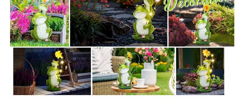GIGALUMI Solar Garden Statues Loving Frog Garden Decor Figurine Lights for Outside, Yard Decorations Outdoor Patio Decor, Gardening Gifts for Women