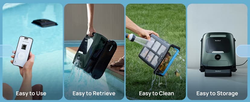 Beatbot AquaSense 2 Pro Cordless Robotic Pool Cleaner, Unmatched 5-in-1 Cleaning, Surface Parking, Pool Skimmer with APP Control, Water Clarification, for Pools up to 3,875 Sq.ft– Obsidian