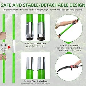 27FT Manual Pole Saw, Tree Branch Trimmer with 8-Section Fiberglass Handle, Sharp Steel Blade and Scissors, Lightweight Extendable Design for High Branch Trimming, Ideal for Palms and Shrubs