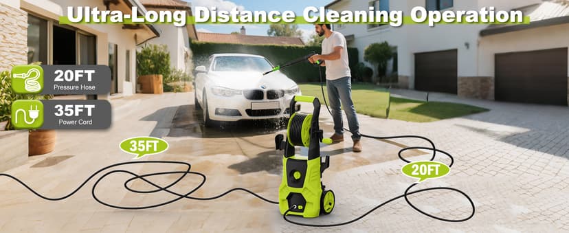 Pressure Washer, 5000PSI Max 3.6GPM Electric Power Washer with Foam Cannon 35FT Power Cord 4 Nozzles, Pressure Washer for Cars, Patios, Fences, Decks and Driveway