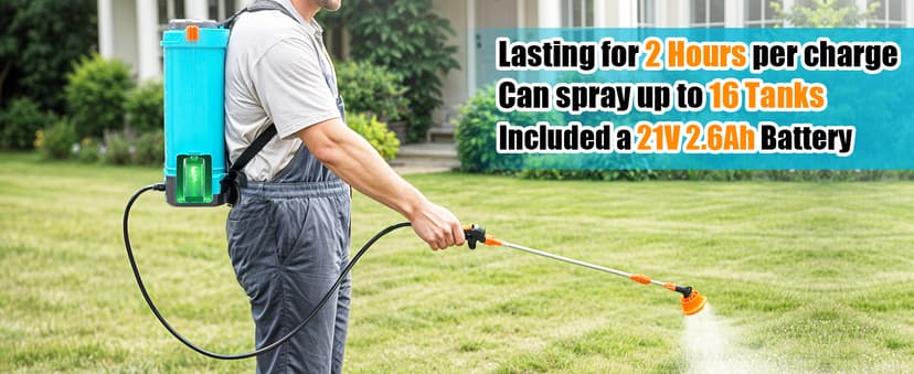 Battery Powered Backpack Sprayer 4 Gallon, 0-100 PSI Adjustable Pressure Sprayer Compatible with Makita 18V Battery, Electric Sprayer with Wand, 5 Nozzles, 2.6Ah Battery&Charger Included