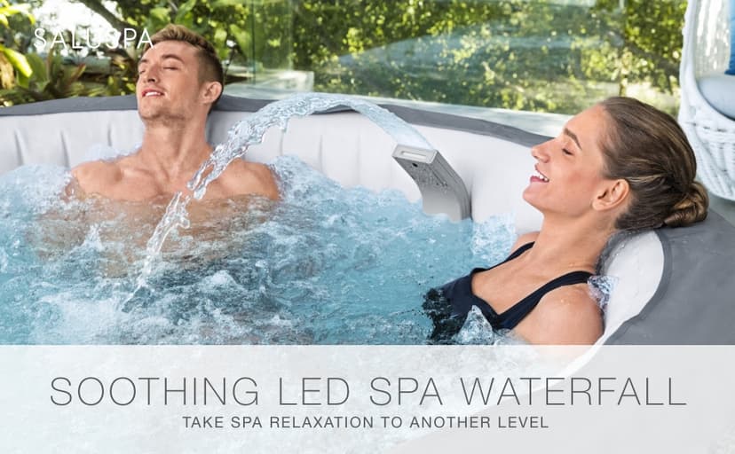 Bestway SaluSpa Waterfall Feature with LED Lights | Built-in Lights with 7 Color Modes | Compatible with Most Bestway Inflatable and Portable SaluSpa Hot Tub Spas