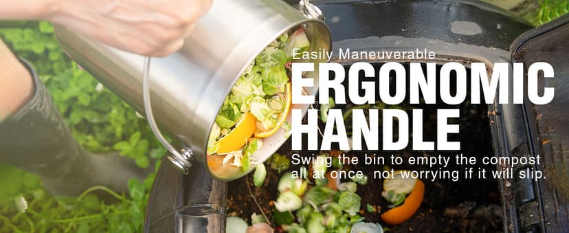 Utopia Kitchen Compost Bin for Kitchen Countertop, 1.3 Gallon Compost Bucket for Kitchen with Lid, Includes 1 Spare Charcoal Filter, Home Essentials - (Silver)