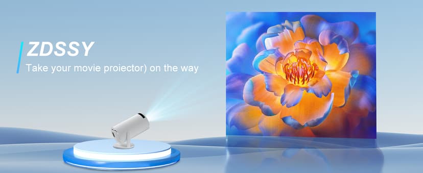 Smart HY300 Projector With Built-in Apps, Wifi Bluetooth 4K 1080P, Auto Keystone, Short Throw and 180 Adjustable, Mini Portable Outdoor Movie (White)