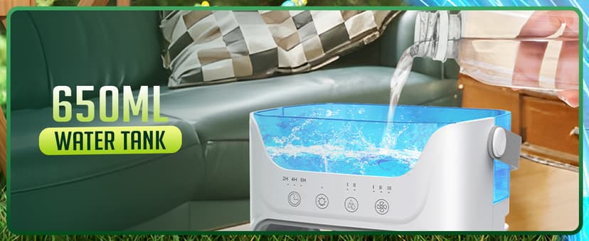 Portable Air Conditioners, 3 Wind Speeds & 7 LED Lights Evaporative Personal Air Cooler, 4 in 1 Portable AC with 650 mL Large Water Tank, Mini Air Conditioner for Bedroom/Car/Home/Camping/Room