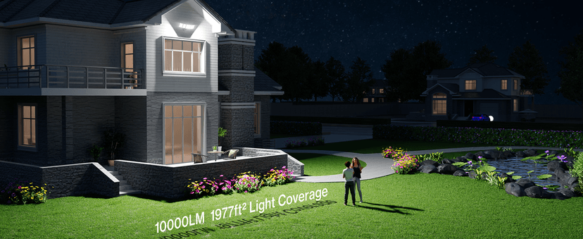 Olafus 100W Flood Light Outdoor, Switch Controlled 10000LM LED Security Light, IP65 Waterproof Outside Floodlight with 5 Adjustable Heads, 6500K Exterior Flood Light Fixture Wired for House Yard Black