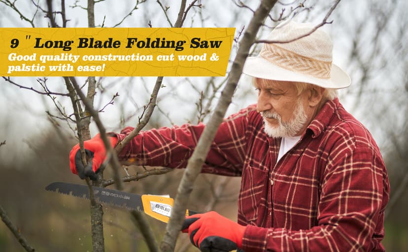 Folding Camping Saw Pruning Hand Saw, Portable Survival Saw Backpacking Tree Limb Cutter Garden Pruner tool for Camping, Dry Wood and Trees