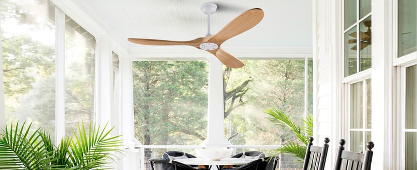 42'' Wood Ceiling Fan without Light, Modern 3 Blades Fans with Remote, Quiet Reversible DC Motor, Indoor Outdoor Energy Saving Ceiling Fan for Bedroom Living Room Patios