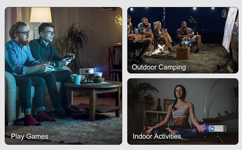 Mini Projector with WiFi and Bluetooth, AKIYO 1080P Supported Projector with Projector Stand, Portable Movie Projector for Home Theater/Outdoor, Compatible with iOS/Android/Laptop/TV Stick/HDMI/PS5