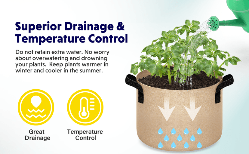 iPower Grow Bag 15 Gallon 6-Pack Heavy Duty Plant Pots, 300g Thick Nonwoven Fabric Containers Aeration with Nylon Handles, for Planting Vegetables, Fruits, Flowers, Tan 2024 Version