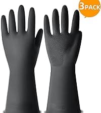 ThxToms Chemical Resistant Nitrile Gloves, Resist Household Acid, Alkali, Solvent and Oil, Latex Rubber Free, 1 Pair Large