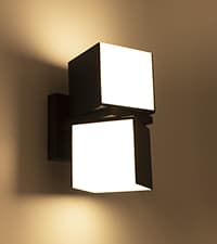 LUTEC Cuba 3000K 1100LM LED Integrated Porch Wall Light Outdoor and Indoor Bedroom LED Wall Lantern Sconce-Black