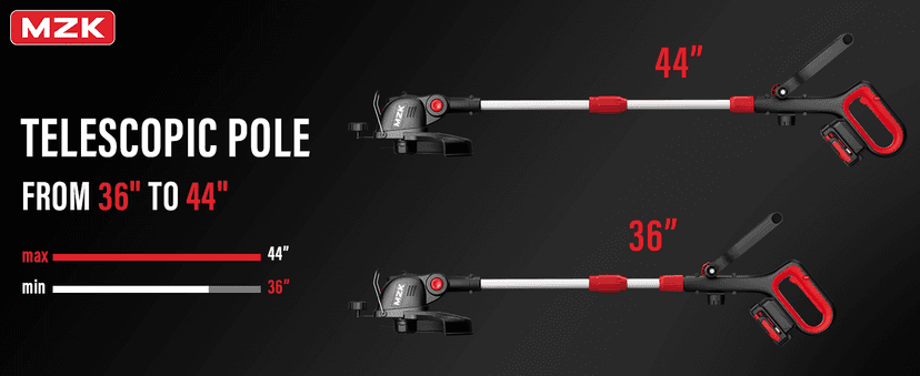 MZK 20V 12'' Cordless String Trimmer, Grass Trimmer&Edger with 4 Replacement Spools, Battery Powered Lightweight Weed Trimmer with Auto Line Feed(Battery and Fast Charger Included)