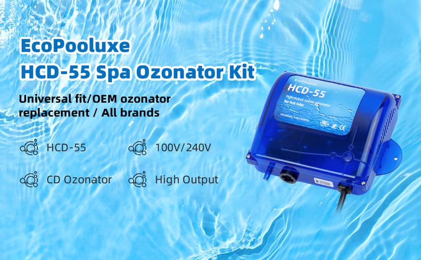HCD-55 Spa Ozone Generator – Universal Hot Tub & Cold Plunge Ozonator, 200/300 mg/hr Output, Compatible with 120V/240V, Easy-to-Install Kit for Pools & Spas Up to 1500 Gallons