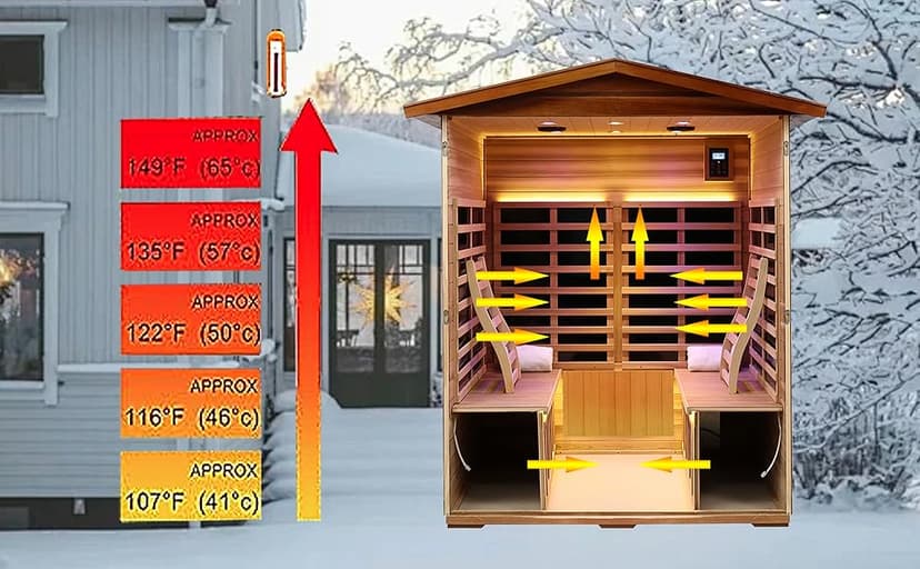 Red Cedar 4 Person Outdoor Ultra-Low EMF(0.5mg) Infrared Sauna, Multi-Person Home Sauna spa, 2160w,12 Heating Panels, LCD Control Panel, Bluetooth Speaker, Chromotherapy Lights, Reading lamp