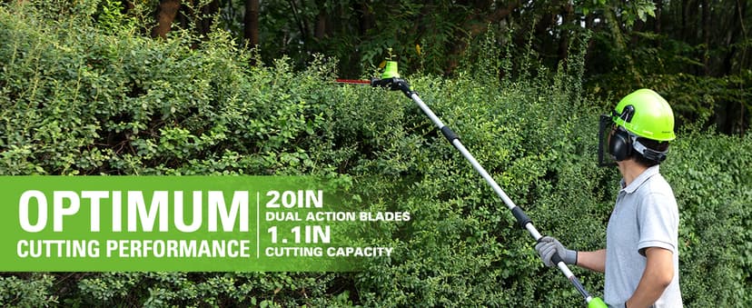 Greenworks 24V Brushless 10" Cordless Polesaw + Pole Hedge Trimmer Combo (Great For Pruning and Trimming Branches / Shrubs), 4.0Ah Battery and Charger Included