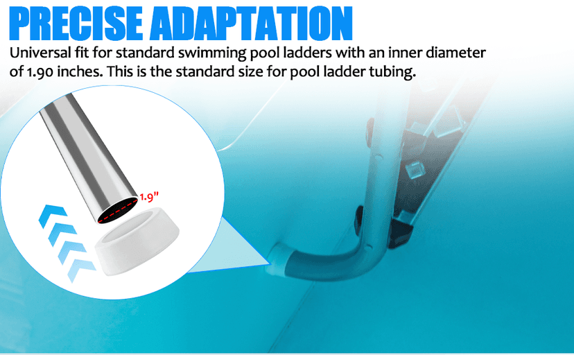 TonGass Outside Pool Ladder Bumpers for Inground Pools - 2-Pack White Rubber End Caps Fit 1.9" Standard Swimming Tubing - Bumper Caps for Step Ends