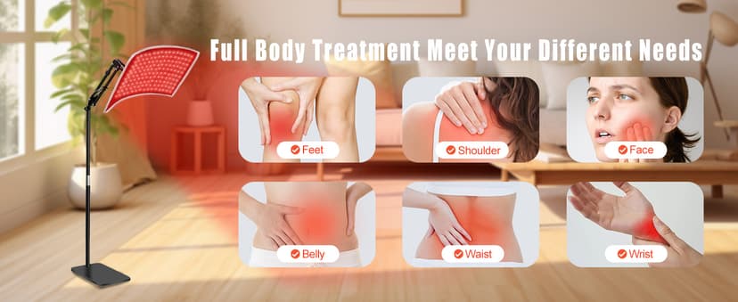 3-in-1 Red Light Therapy for Face and Body, 36W Red Light Therapy Lamp with Stand and Timer, Red Light Therapy Belt with 660nm & Infrared 850nm, for Pain Relief, Improve Sleep, Skin Health