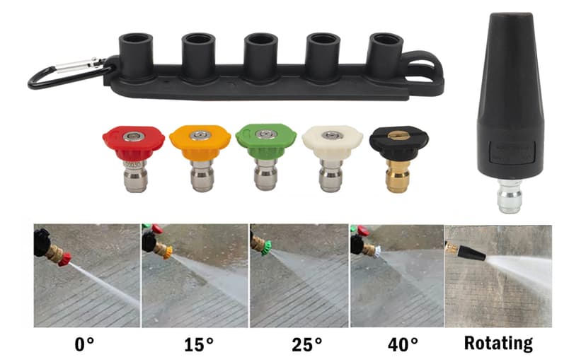 Pressure Washer Replacement Spray Wand with Turbo Nozzle and 5 Spray Tips and Belt Clip Nozzle Holder, Compatible with Husky Greenworks Ryobi Homelite Portland Electric Pressure Washers
