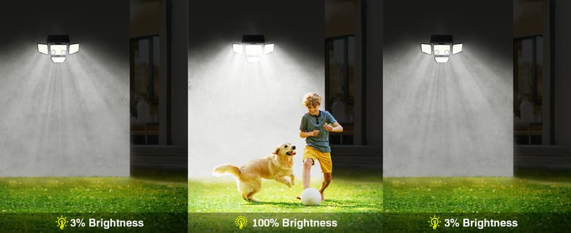 Solar Outdoor Lights - 3000LM 188 LED Motion Sensor Outdoor Lights, 4 Heads Security Light,IP65 Waterproof, Easy Install,270°Wide Angle Flood Wall Light with 3 Modes for Backyard Yard (2 Pack)